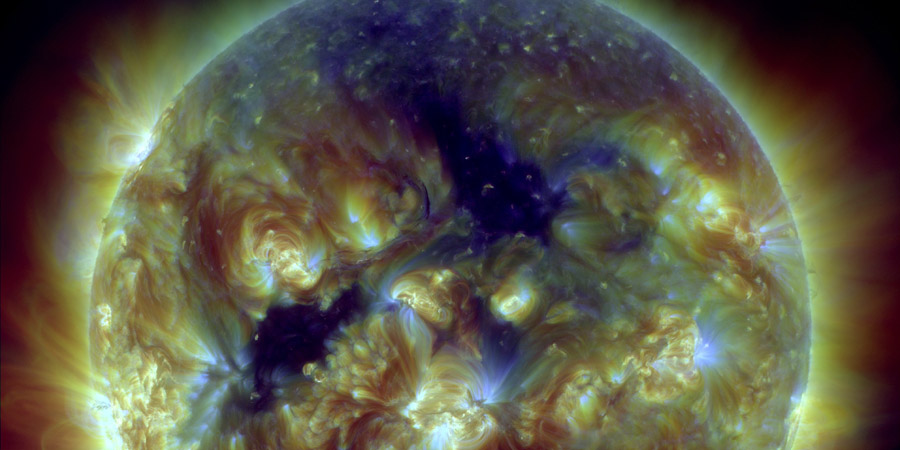 Low solar activity, coronal hole stream incoming