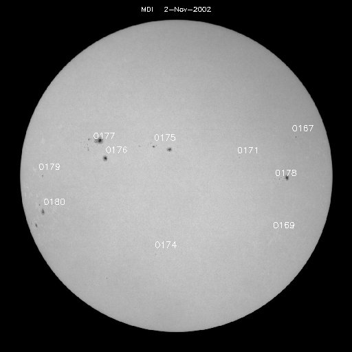 Sonnenfleckenregionen