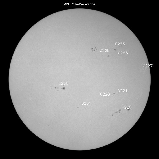 Sonnenfleckenregionen