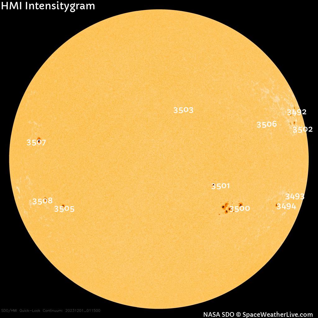 Régions de taches de soleil