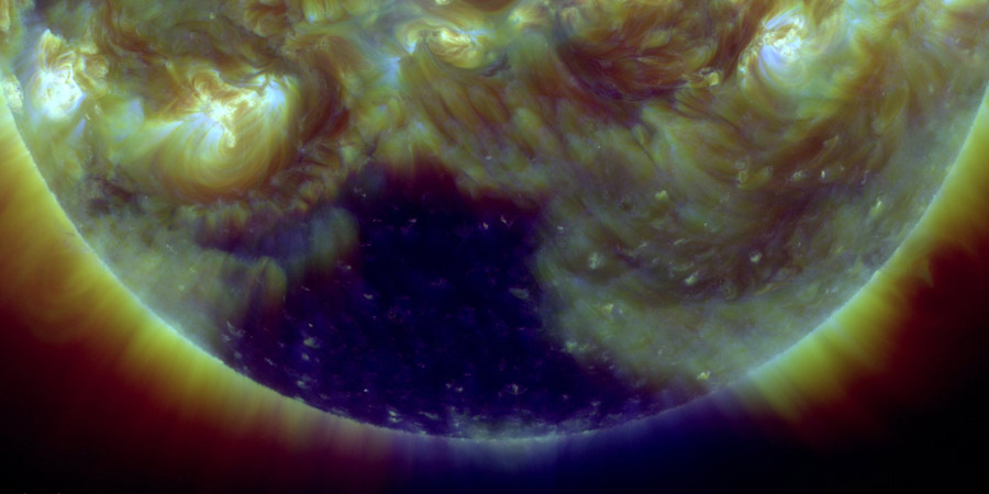 Coronal hole facing Earth, prominence eruption
