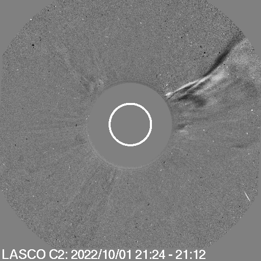 Coronal mass ejection launched by the M5.8 solar flare (20:10 UTC) as seen by SOHO/LASCO C2.