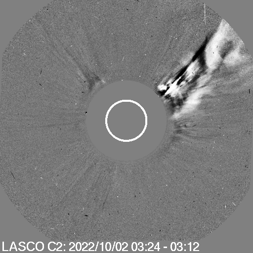 Coronal mass ejection launched by the M8.7 solar flare (02:21 UTC) as seen by SOHO/LASCO C2.