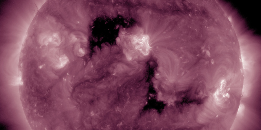 Two small coronal holes faces Earth